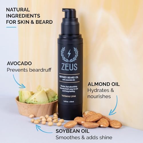 ZEUS Sandalwood Scented Beard Oil for Men 1.6 fl oz Natural Moisturizer