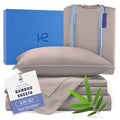 Dark Grey Kickoff Viscose Bamboo Split King Sheets 5-Piece Cooling Bed Set