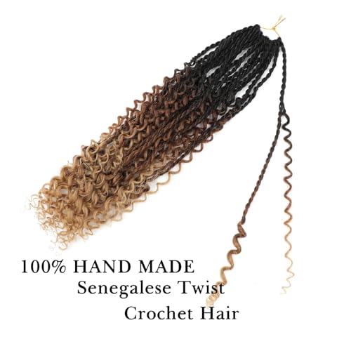 18 Inch Goddess Twist Crochet Hair with Curly Ends - 6 Packs, Black/Brown Light Brown