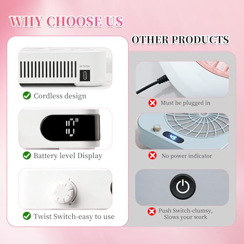 Mini Rechargeable Nail Dust Collector with White Finish - Powerful Suction & Filter