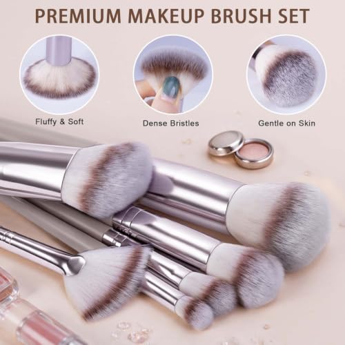 HGHDBT 84K Brown Professional Makeup Brush Set with Case - Multi-Functional Tools