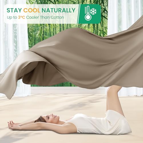King Size Bamboo Viscose Bed Sheets Set - Simply Taupe, 4 Pieces