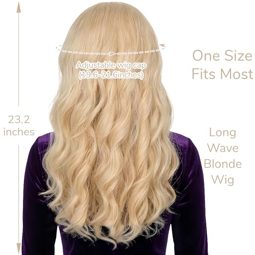Long Blonde Wavy Elf Wig for Cosplay & Costume - Middle Part Halloween Party Hair