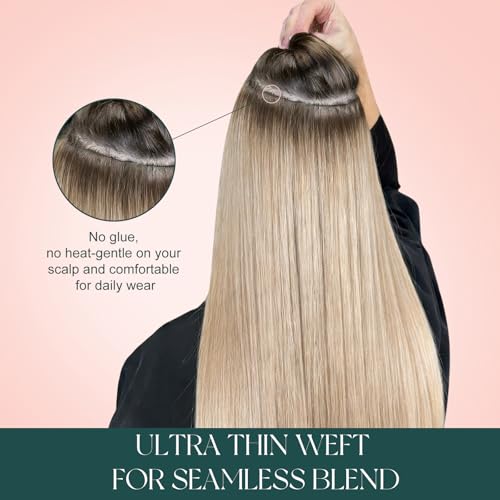 Balayage Human Hair Weft Extensions 14 Inch - Soft & Natural, Easyouth