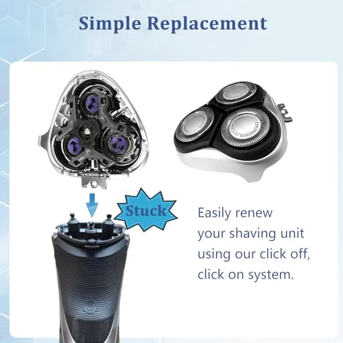 Replacement Heads for Phlips PT724 & More ? HQ8 Blades Compatible with PT720/721/722/723/725/726/728/729/730, AT830, AT811, Norelco Aquatec Shavers (1 Head-Silver)
