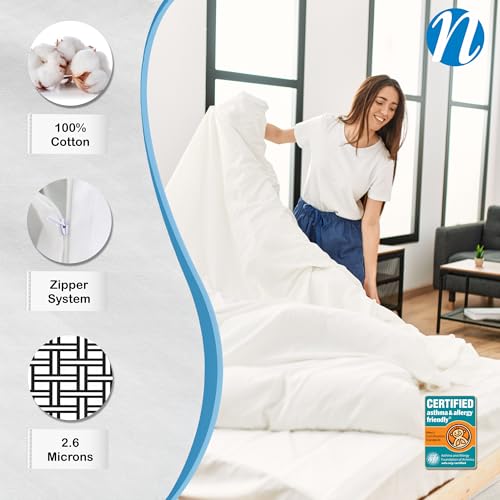 Jumbo King Cotton Duvet Cover Protector 110x96 Oversized White - Hypoallergenic, Breathable, Machine Washable