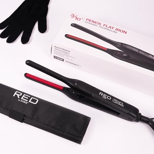 Mini Hair Straightener for Short & Fine Hair - 0.3 Inch Tourmaline Ceramic Flat Iron