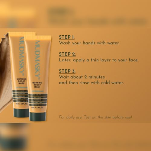 MUDMASKY Morning Boost Mask 60ml ? Energizing Clay Face Mask for Beauty & Skin Care, Hydrating & Lifting with Coffee, Moroccan Lava Clay, Indonesian Flowers ? Moisturizing & Smoothing