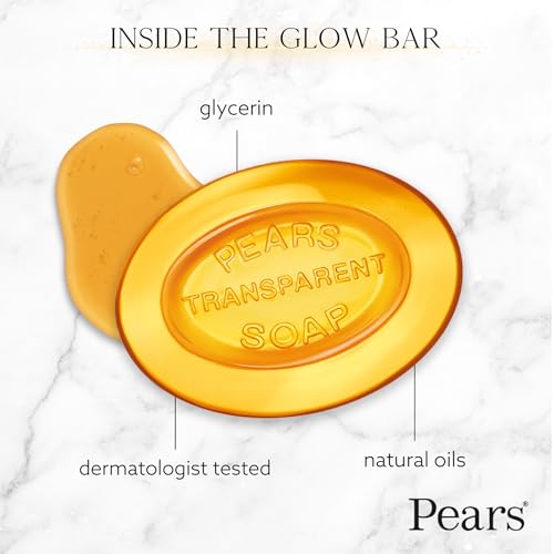 Pure & Gentle Pears Soap 12-Pack - Glycerin Transparent Amber Bar for Skin Care - Original 4.4 Oz