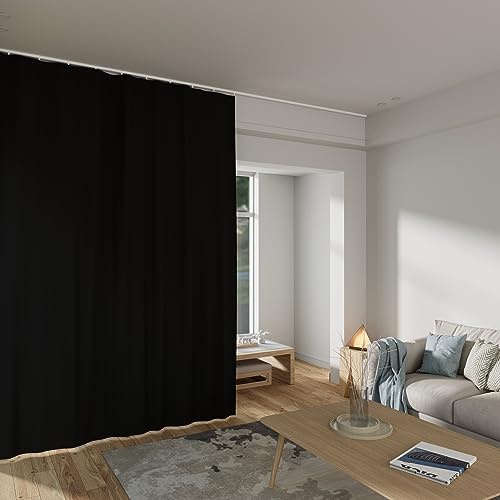 Black Room Divider Curtains 15ft x 9ft Total Blackout Privacy Insulated Noise Reduction