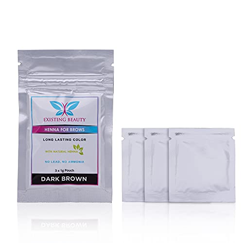 Dark Brown Henna Eyebrow Color Kit ? Long-Lasting Natural Brow Stain with Mixing Bowl & Instructions, 3¡¿1g Packets ? Dark Brown Eyebrow Color by Existing Beauty