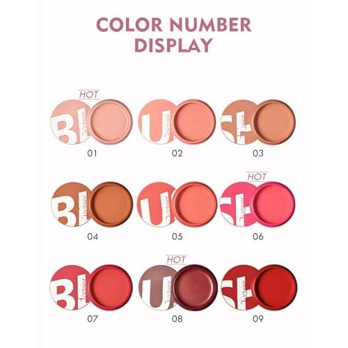 MAEPEOR Cream Blush 9 Color High-Pigmented Smooth Buildable Face Blush Long-Lasting Natural Look Blusher (Color 09)