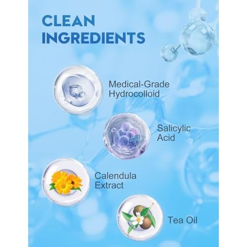 Pimple Patches for Face, 7 Sizes, 5 Shape/Color 250 pcs Acne Patches Hydrocolloid Precise Matches Different Sizes Acne, Spot Stickers With Tea Tree Oil Salicylic Acid Centella Covering Zits Blemishes