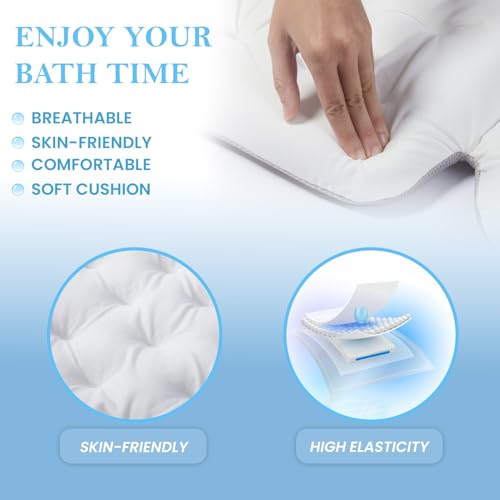 Bath Pillow for Tub 4D Air Mesh Fabric Plush Bathtub Pillow for Neck & Back Support, Hot Tub Pillow with 6 Non-Slip Suction Cups, Spa Pillow for Relaxation and Comfort (Full Body White)