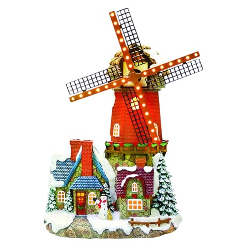 Lighted Windmill Christmas Village Building with LED Lights - 12.2 Inches