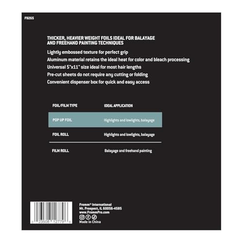 Fromm Silver Hair Foils 5x11 Inch Precut Coloring Sheets for Salon Use