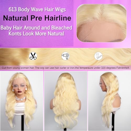 28 Inch Blonde Body Wave Lace Front Wig 13x6 Transparent HD Human Hair