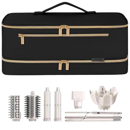 Travel Carrying Case for Shark Flex Style,Double Layer Storage Case,Portable Storage Organizer Bag for Shark Flexstyle and Attachments,Black Gold(Only Bag)