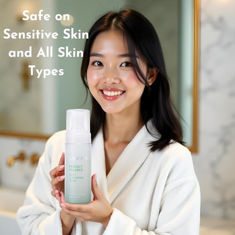 LAVIEN Perfect Balance Daily Cleansing Foam - Face Wash, Mild Bubble Foam Cleanser, Makeup Remover, All Skin Types - 5.97 Fl Oz. (150ml) Bottle