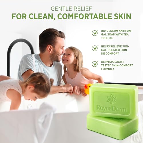 Roycederm Antifungal Bar Soap - Tea tree Oil Soap - Athlete¡¯s Foot Treatment for Jock Itch & Ringworm - Medicated Antifungal Soap with Clotrimazole 1% - Tea Tree Oil Scent, 1 Pack