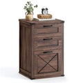 VASAGLE Maroon Brown 3-Drawer File Cabinet with Printer Stand, Fits A4 Letter