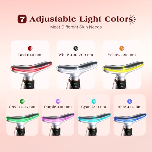 Facial Massager, 7 Colors Red Light Therapy for Face and Neck, Face Lift Device with 113¡ÆF Heating Vibration for Multi Skin Care