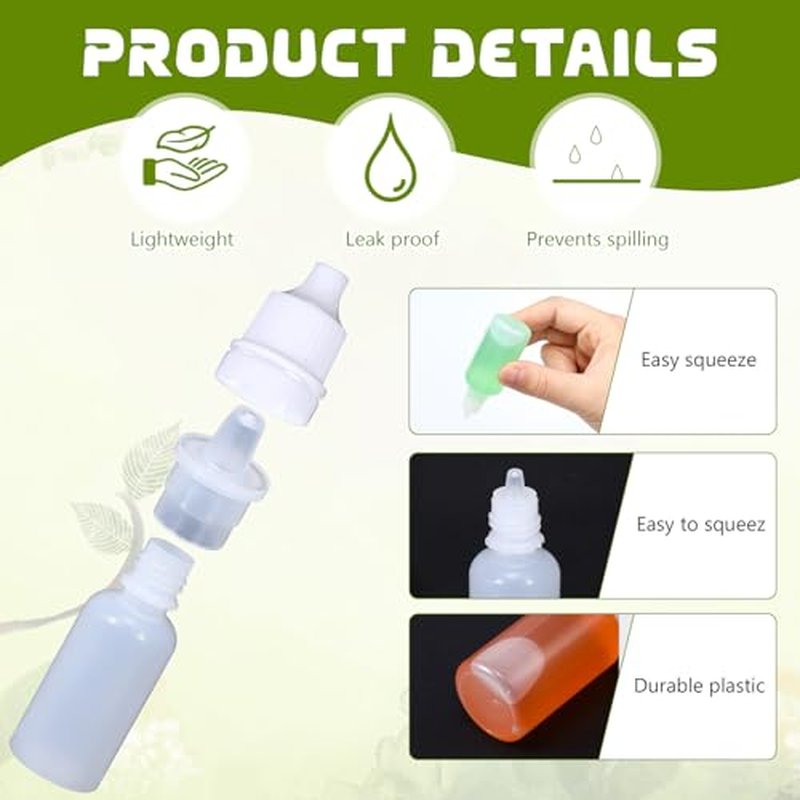 50 Pcs Plastic Dropper Bottles Squeezable Eye Liquid Dropper with Caps and Plug for Oil Eye Liquid Storage (20 ml)