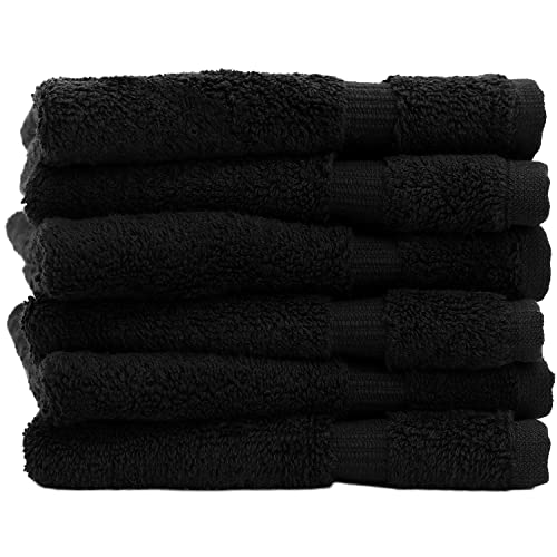 Set of 6 Makeup Remover washcloth. Turkish Cotton Perfect for Makeup Bag! 13x13 inches - Black