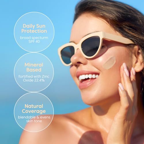 Mineral Sunscreen SPF 40 Tinted Broad Spectrum Face Sunscreen with Zinc