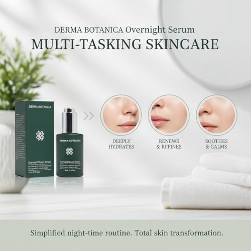 Overnight Repair Serum,Derma Botanica Overnight Serum,with Multi-Molecular Hyaluronic Acid - smooth, and refresh the look of skin for a more youthful appearance. 1.76fl.oz(1pc)
