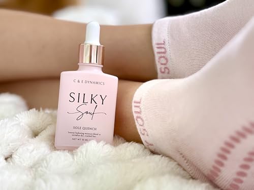Pink Large Silicone Moisturizing Socks for Dry Feet & Cracked Heels - Heel Repair & Hydrating Tincture