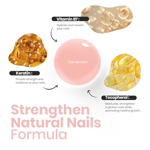 Beetles Nail Strengthener and Growth - 2 In 1 Nude Pink Nail Polish Nail Concealer Fast Dry Quick Jelly Natural Nail Strengthener and Growth Treatment for Thin and Damaged Nails,0.51 FL OZ