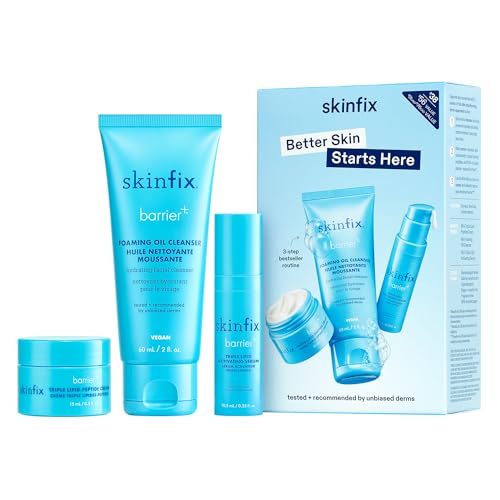 Skinfix Barrier+ Skin Care Set with Mini Cleanser, Serum & Moisturizer - Vegan & Cruelty-Free
