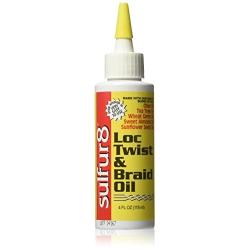 Sulfur 8 Loc Twist & Braid Oil 4 oz ? Moisturizing Hair & Scalp Oil for Locs, Twists & Braids, Helps Condition, Prevent Dryness & Breakage, Adds Shine & Manageability for All Hair Types