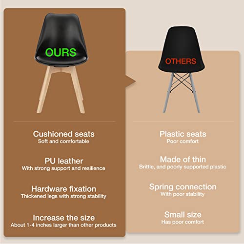OLIXIS 8-Piece Dining Chair Set with Wood Legs and PU Leather Upholstery