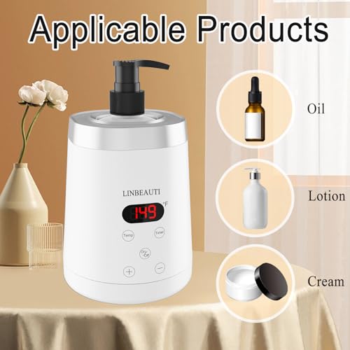 Massage Oil Warmer Bottle Professional Lotion Heater for SPA, Automatic Heated Lotion Cream for Salon, Barber Shops, Home, with Two Oil Bottle Dispenser (White)