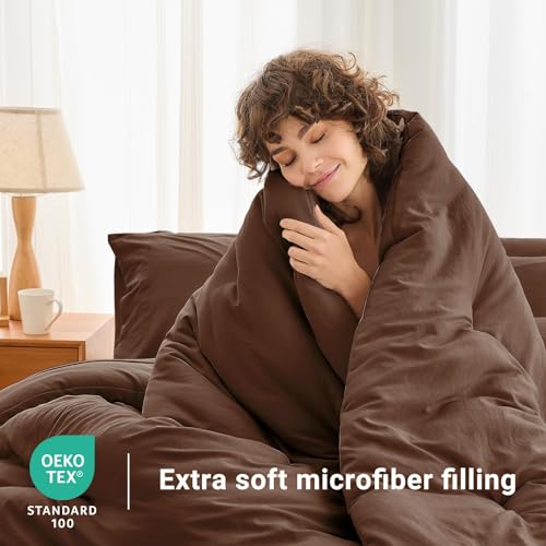 King Comforter Set 7 Pieces Brown - Bed in a Bag, Soft & Breathable