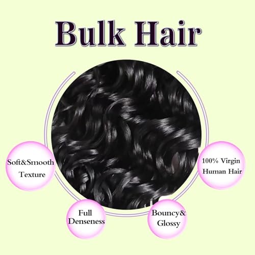 Human Braiding Hair 16 Inch Water Natural Curly Virgin Hair - Boho Braids, Wavy, Unprocessed - 2 Bundles