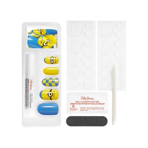 Sally Hansen Salon Effects Perfect Manicure Press-On Nails | Easy to Apply, Non-Damaging | 24 Nails, Adhesive Tabs, File & Alcohol Pad Included | Despicable Me ? One in a Minion