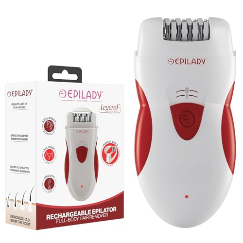 Epilady Legend 4 Rechargeable Epilator - Red & White, Hair Removal for Women