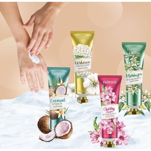 FARMASi Hand Cream with Shea Butter, Deep Moisturizing Hand Lotion for Dry Hands, Fast-Absorbing Lightweight Formula, Daily Hand Care, Travel Size, 1 fl oz, Cherry Blossom & Shea Butter