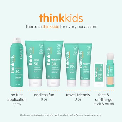 Thinkkids SPF 30 Mineral Sunblock 3.01 fl oz Pack of 2, Reef-Safe Broad Spectrum Children's Sunscreen