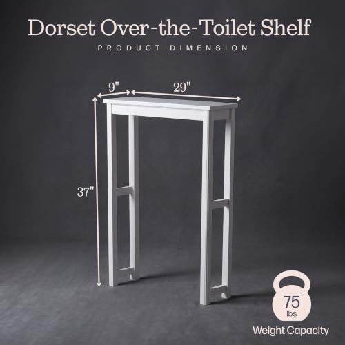 Over the Toilet Storage Shelf - White Bathroom Organizer with Open Shelf, 29 Inch Wide - Variation: Toilet Shelf