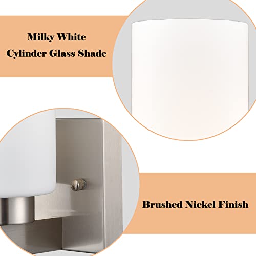 Modern Wall Sconces Set of 2 - Brushed Nickel Bathroom Vanity Lights