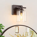 Oil Rubbed Bronze Bathroom Vanity Light with Clear Glass Shade, 1-Light, E26 Socket Over Mirror