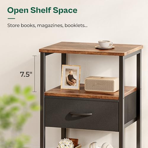 Storage Shelf Set of 2 with Fabric Drawer and Mesh Shelf - Modern Industrial Design