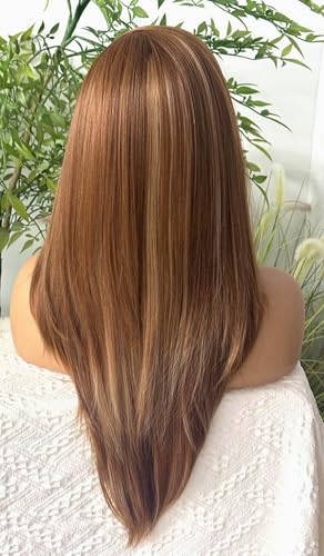 24 Inch Mixed Brown Synthetic Lace Front Wig for Black Women - Pre Plucked & Natural Look, 13x6 HD Lace, Long Straight Style Variation
