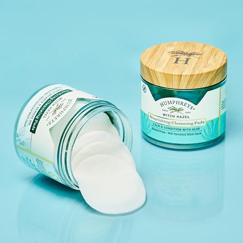 Humphreys Witch Hazel Nourishing Cleansing Pads 60 Count Pack of 2 - Alcohol-Free, Hydrating Aloe & Wild Harvested Witch Hazel