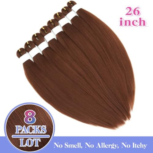 30# Pre Stretched Braiding Hair Extensions 36 Inches Brown 8 Pack - Itch-Free Yaki Texture
