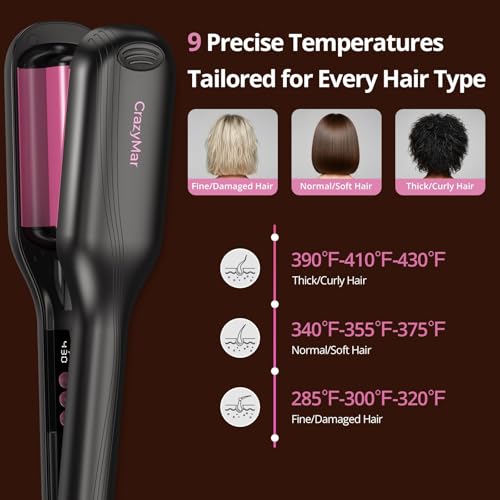 CrazyMar 1-Inch Wave Curling Iron for Beach Waves - Black - Fast Heat Up